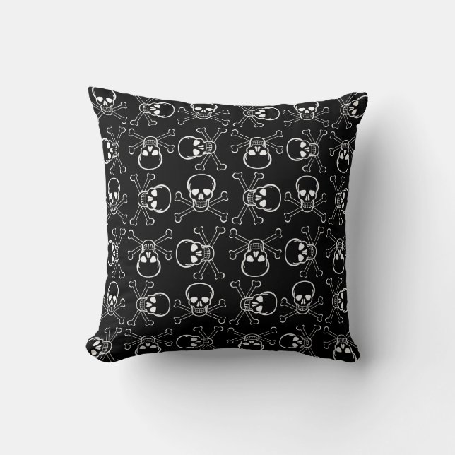 Coussin Crâne blanc et os croisés (Recto)