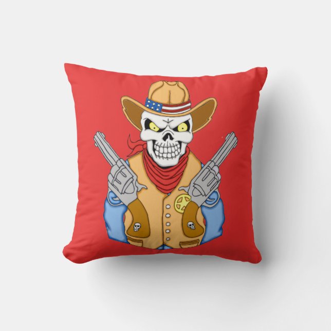 Coussin Crâne cowboy occidental (Recto)