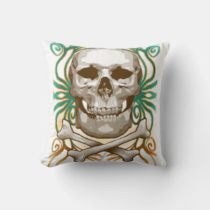 coussin crâne croisé Halloween vintage