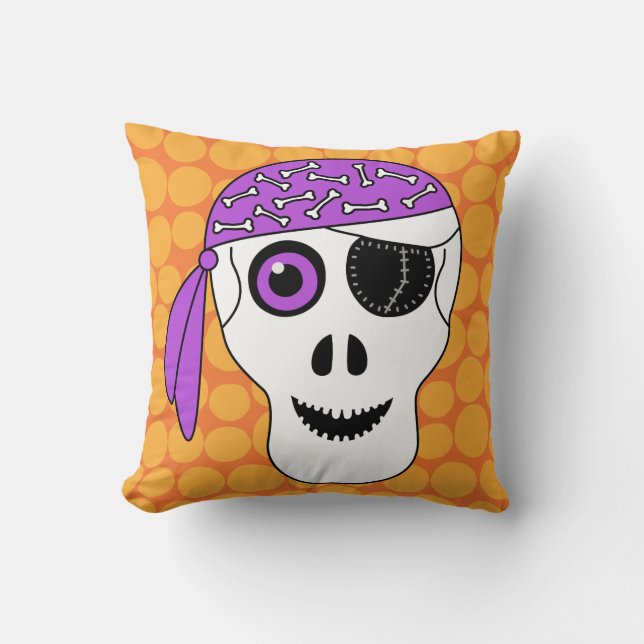 Coussin Crâne de pirate de Halloween (Recto)