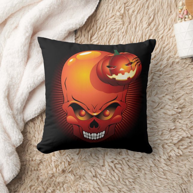 Coussin Crâne d'Halloween et Citrouille (Couverture)