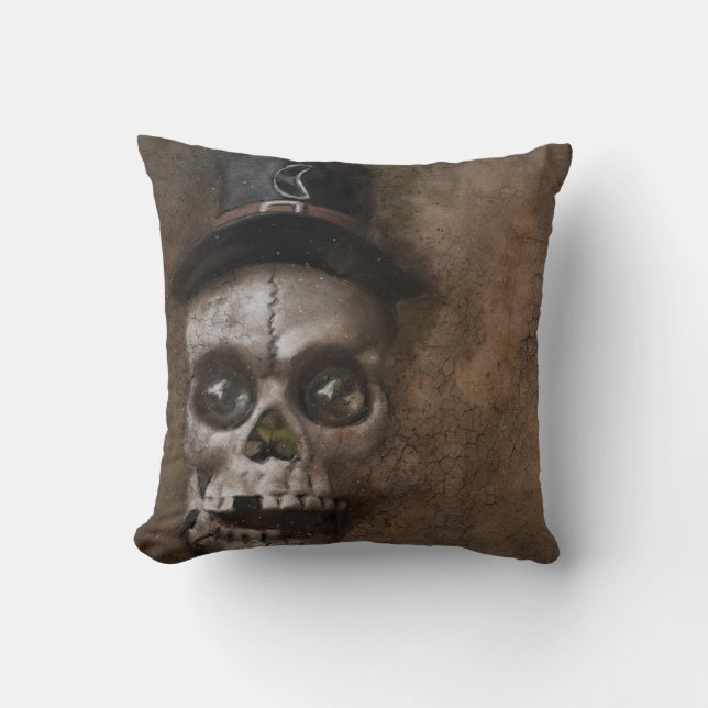 Coussin Crâne d'Halloween gothique vintage (Recto)