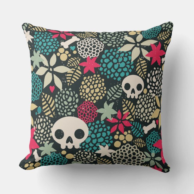 Coussin Crâne en fleurs (Recto)