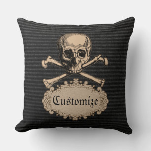Coussin Crâne et carreau personnalisés d'os croisés
