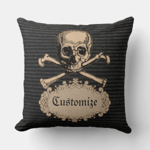 Coussin Crâne et os croisés personnalisés