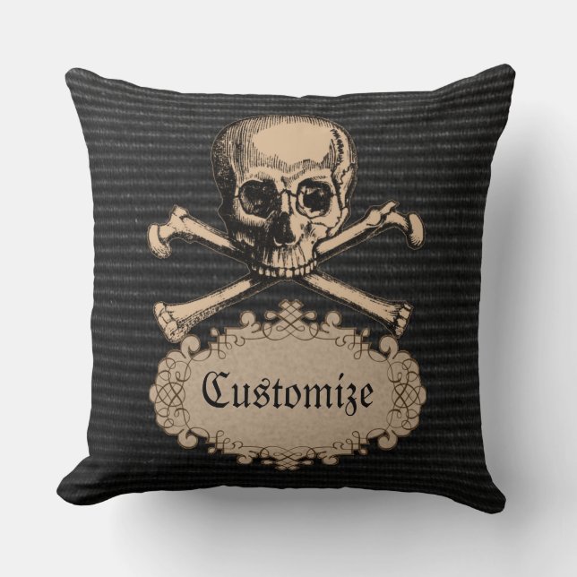 Coussin Crâne et os croisés personnalisés (Recto)