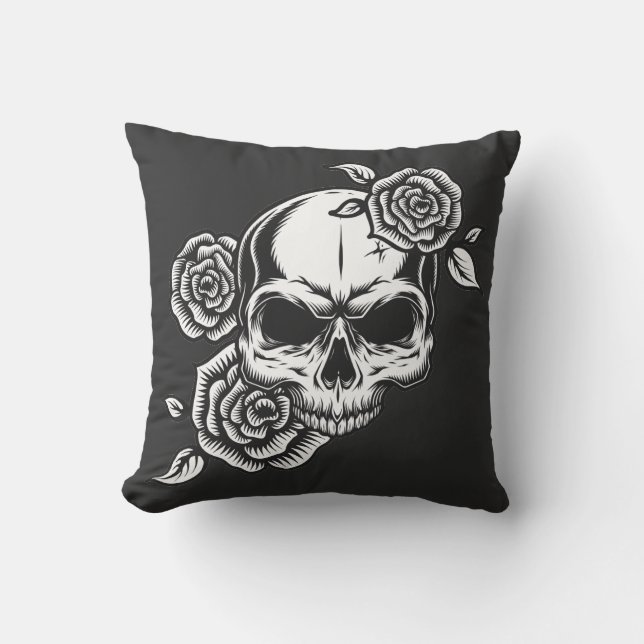 Coussin Crâne et Roses (Recto)