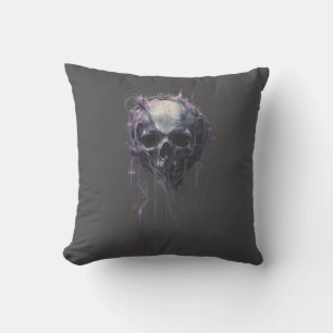 Coussin Crâne Éthéré Art Abstrait Grunge Sombre