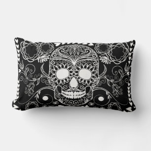 Coussin crâne noir et blanc
