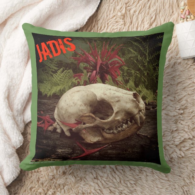 Coussin Crâne Raccoon Sur Les Vielles Fermes À Bois Et Bau (Couverture)