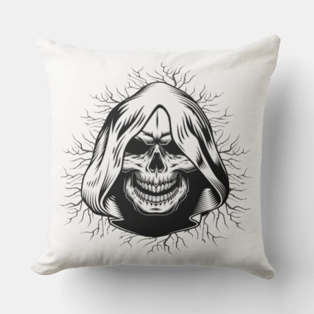 Coussin Crâne Squelette Halloween Jeu d'oreiller (Recto)
