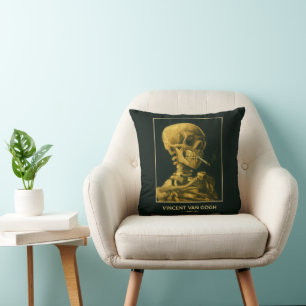 Coussin Crâne Vintage Fumeur – Unique Inspiré de Van Gogh