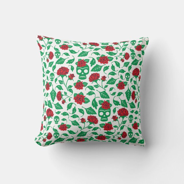 Coussin Crânes et roses de Frida Kahlo | (Recto)