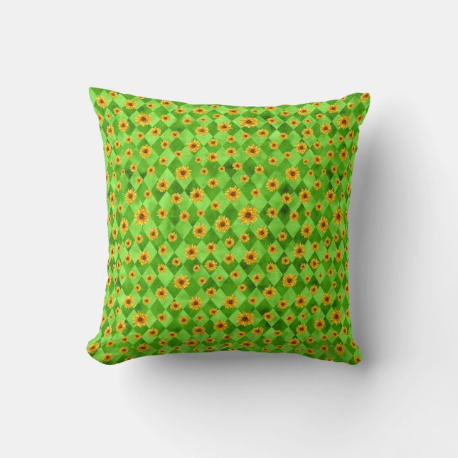 Coussin Crânes verts et séries de tournesols 8 (Recto)