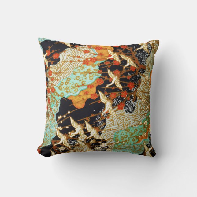 Coussin CRANES VOLONTAIRES AVEC FLEURS PRINTEMPS Floral ja (Recto)