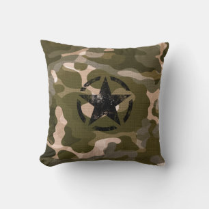 Coussin Crayon étoile Vintage sur Camouflage