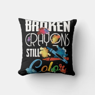 Coussin Crayons cassés Couleur encore Sensibilisation à la