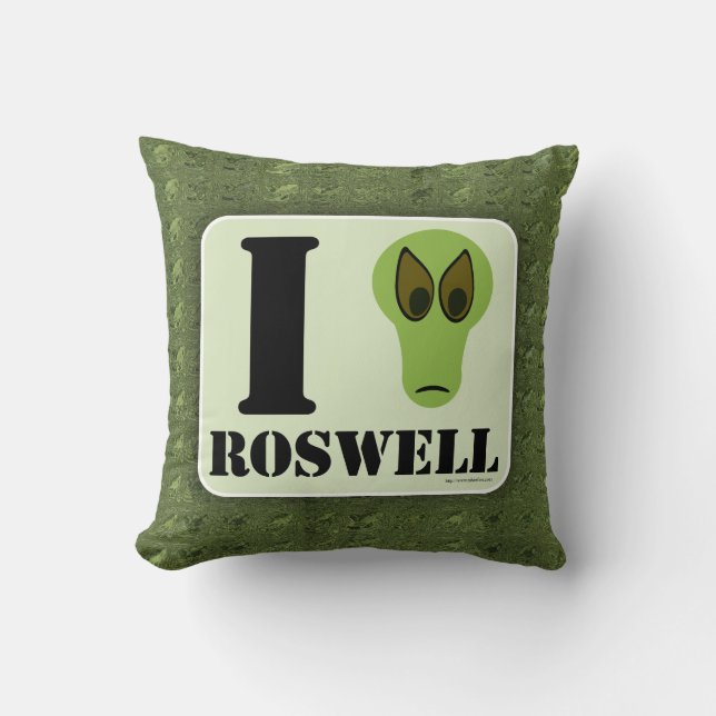 Coussin Crazy I Love Roswell UFO Alien (Recto)
