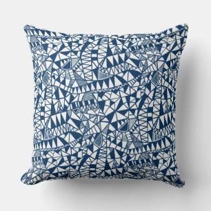 Coussin Crazy Structure Motif 060423 - Indigo Style Blue