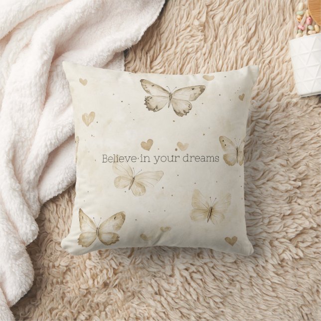 Coussin Cream Hearts Butterflies Christmas (Couverture)