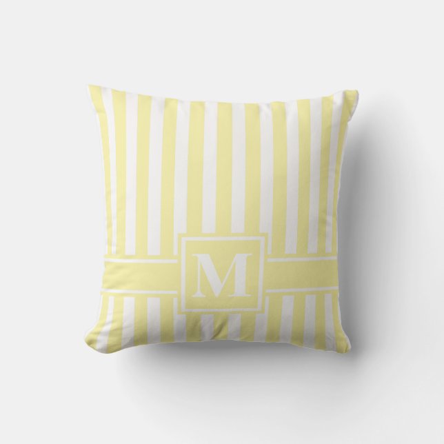 Coussin Cream Modern Stripe with monogram (Recto)