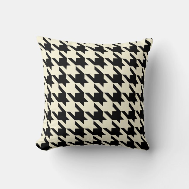 Coussin Cream Pied De Poule Houndstooth beige noire (Recto)