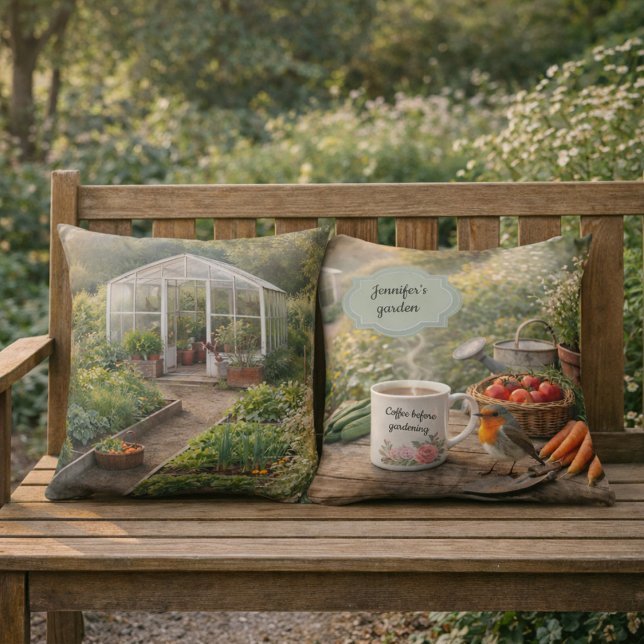 Coussin Create your own coffee before gardenening photo (Create your own coffee before gardenening photo outdoor pillow. You can add your own photo.)