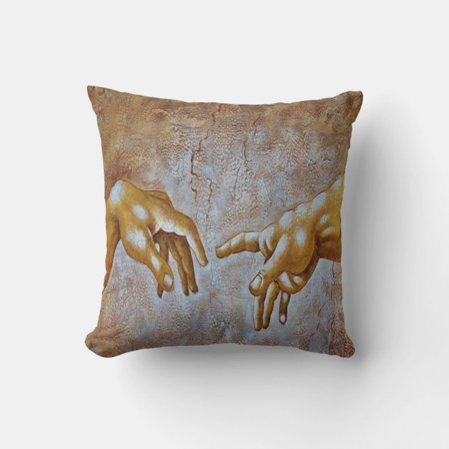 Coussin Création d'Adam Throw Pillow par Michel-Ange (Recto)