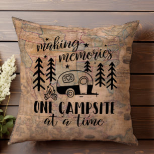 Coussin Création de Souvenirs Fun Camper Carte d'Été