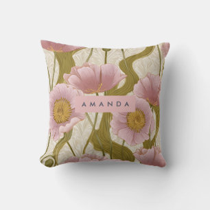 Coussin Création Florale Personnalisée aux Coquelicots Ros
