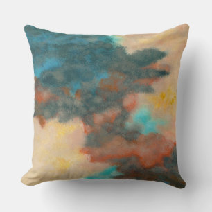 Coussin Création, peinture Abstraite Pastels Peach Turquoi