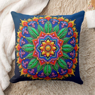 Coussin Création vibrante de mandala artistique