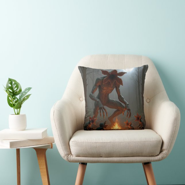Coussin Créatures Démogorgon autour d'un feu de camp (Chaise)