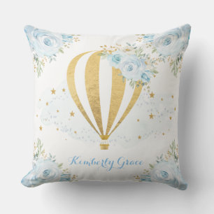 Coussin Crèche chaude de bébé de ballon à air d'or floral