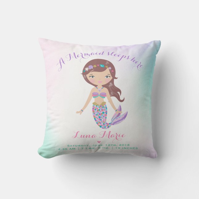 Coussin Crèche de sirène de carreau de stat de naissance (Recto)