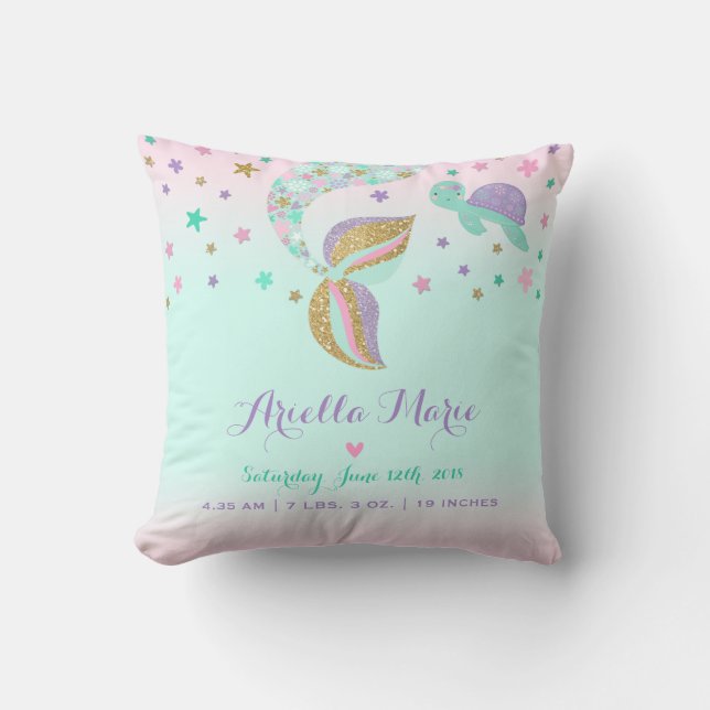 Coussin Crèche de sirène de carreau de stat de naissance (Recto)
