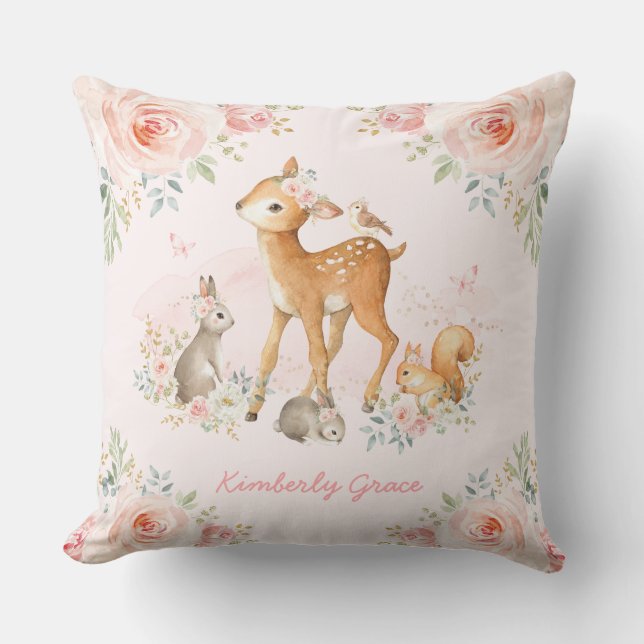 Coussin Crèche florale de joli de région boisée de forêt (Recto)