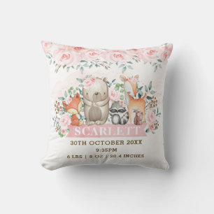 Coussin Crèche florale rose de stat de naissance d'animau
