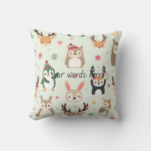 Coussin Créez vos propres animaux de Noël Kawaii verts