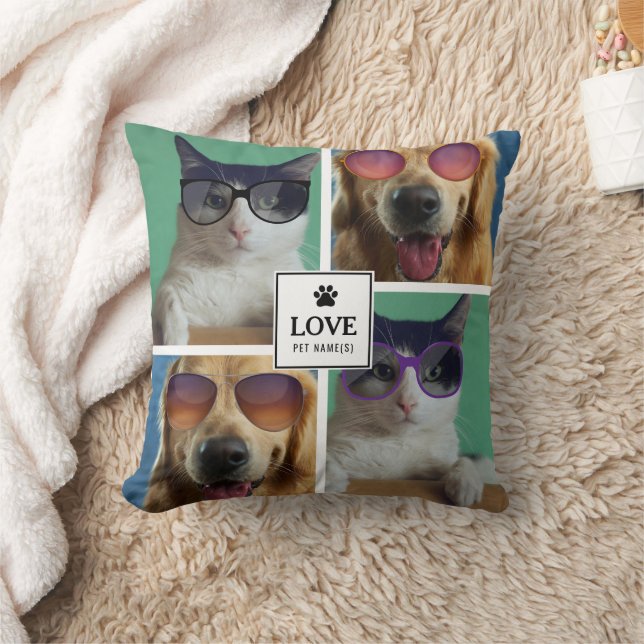 Coussin Créez votre propre collection photo de 4 animaux d (Couverture)