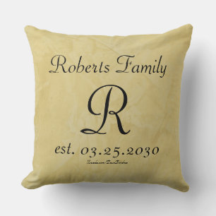 Coussin Créez votre propre crème Faux Monogramme en cuir