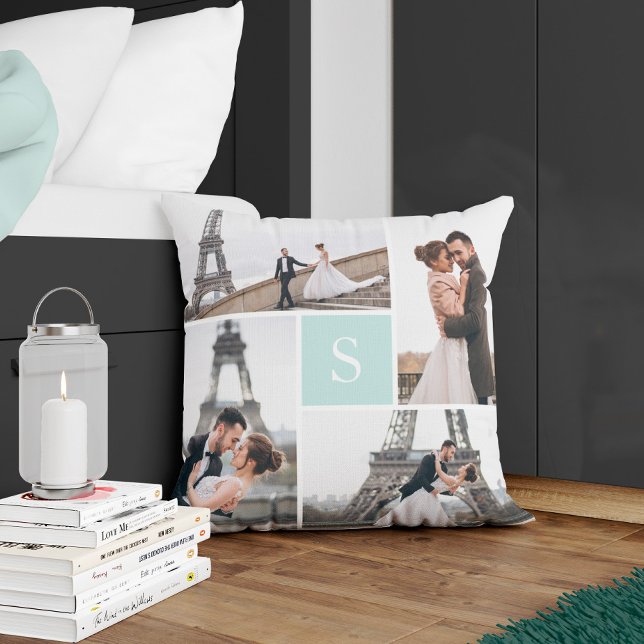 Coussin Créez votre propre Galerie Monogrammée 5-Photo (Créateur téléchargé)