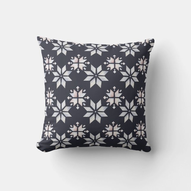 Coussin Créez votre propre Hygge Magique Snowflakes Noir (Recto)