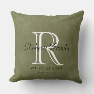 Coussin Créez votre propre monogramme en cuir Faux d'olive