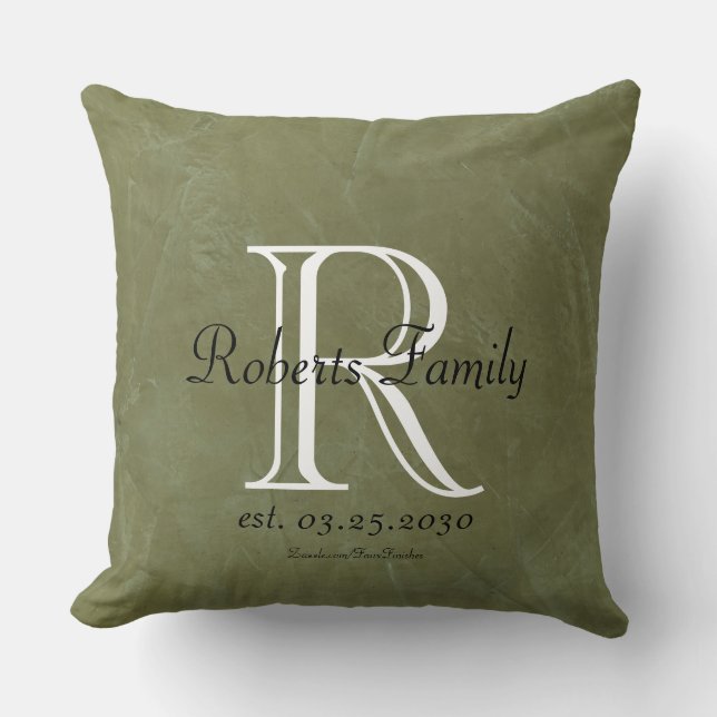 Coussin Créez votre propre monogramme en cuir Faux d'olive (Recto)