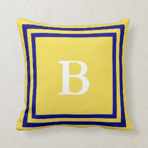 Coussin Créez votre propre monogramme Marine bleu et jaune