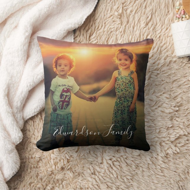 Coussin Créez votre propre nom de monogramme photo de fami (Couverture)