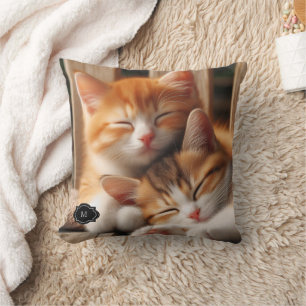 Coussin Créez votre propre photo monogrammée de chat ou de
