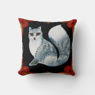 Coussin Créez votre propre renard bleu nordique et flocons