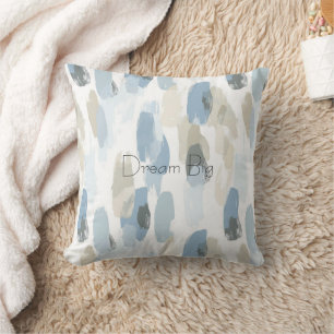 Coussin Crème Bleu Blanc Abstrait